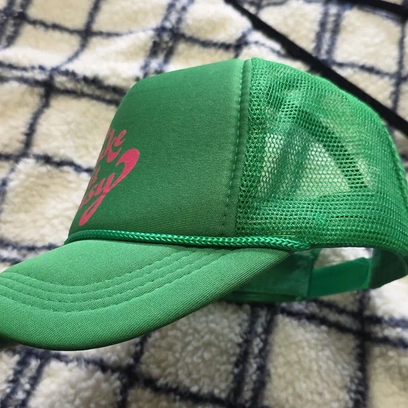 Take It Easy Green Pink Trucker Hat Unisex - Picture 6 of 6